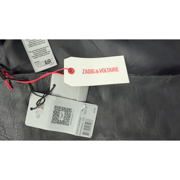 Women's Zadig & Voltaire Black Leather Asymmetrical Skirt Size 6 - Picture 5 of 9